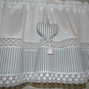 Beautiful panel curtain country house style stripes TAUPE or GRAY with heart grau