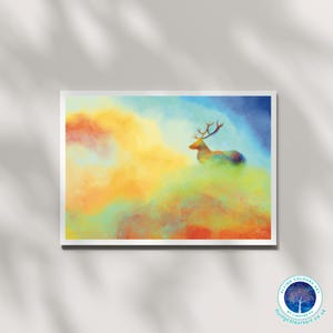 Regard vers l'avenir - Cerf céleste protection spirituelle Harry Potter Patronus rêveur art mural impression affiche carte décoration d'intérieur par Lingyee Fu