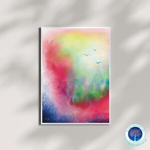 Abstrait 01 mer orageuse vagues oiseaux dans le ciel - Art mural rêveur impression affiche carte décoration d'intérieur par Lingyee Fu