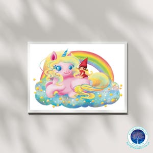 EDing et licorne - amour pureté espoir unique enfantin innocence art mural rêveur impression affiche carte décoration d'intérieur par Lingyee Fu