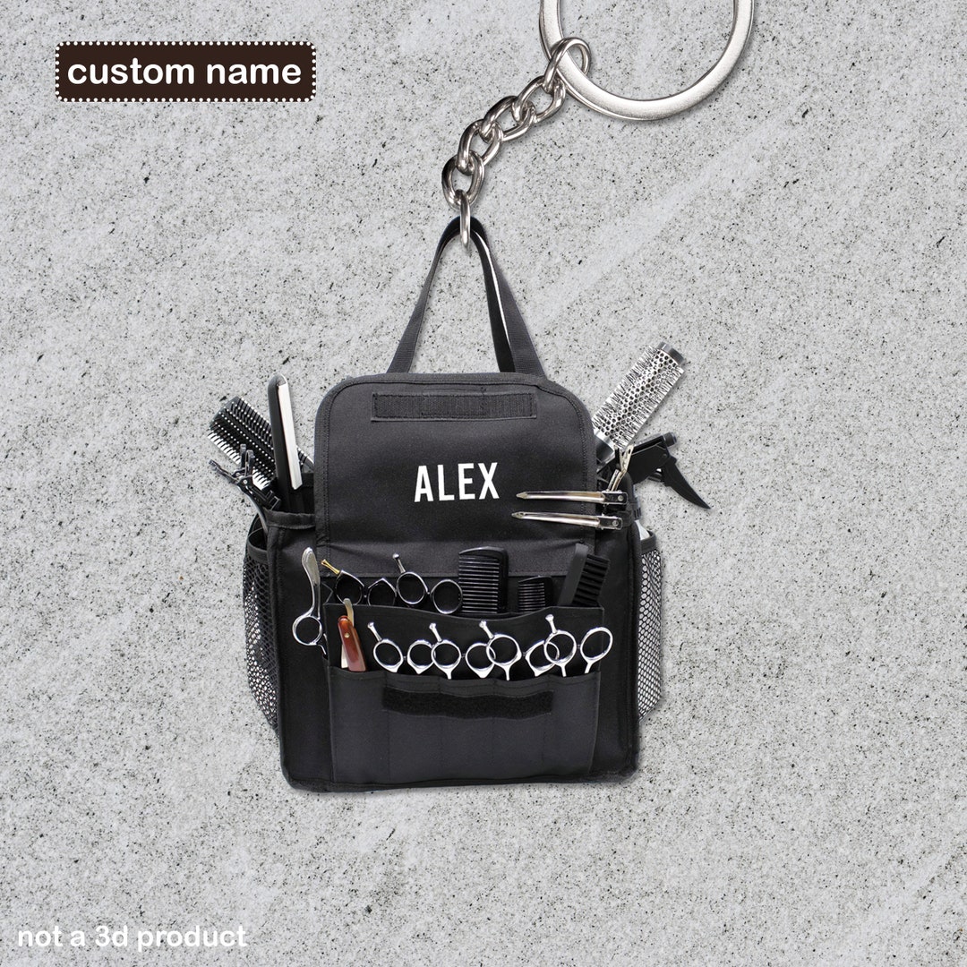 Hair Stylist Tool Bag 2D Keychain, Hair Stylist Barber Custom Keychain