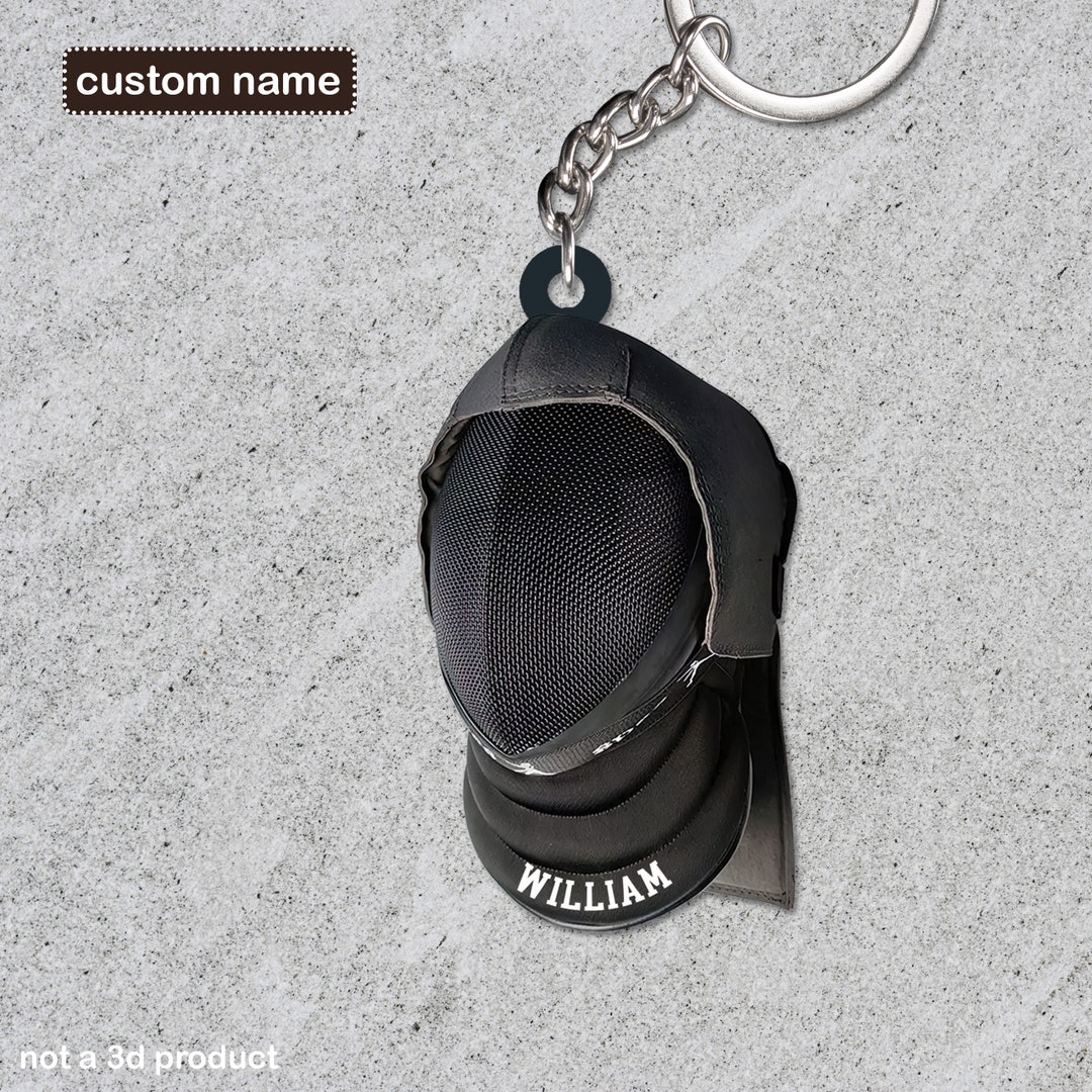 Fencing Mask 2D Keychain, Fencing Headgear, Custom Fencing Keychain