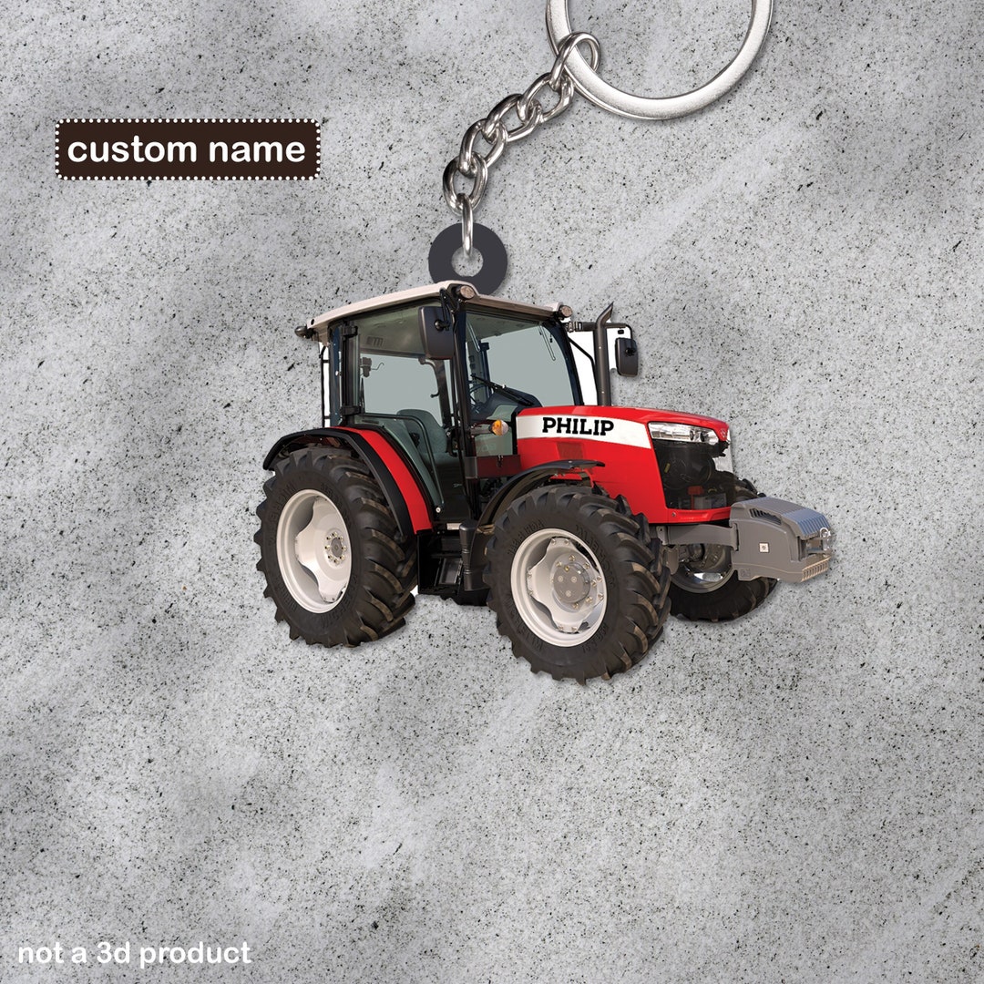 Tractor Keychain Tractor 2D Flat Keychain Tractor Lover Etsy