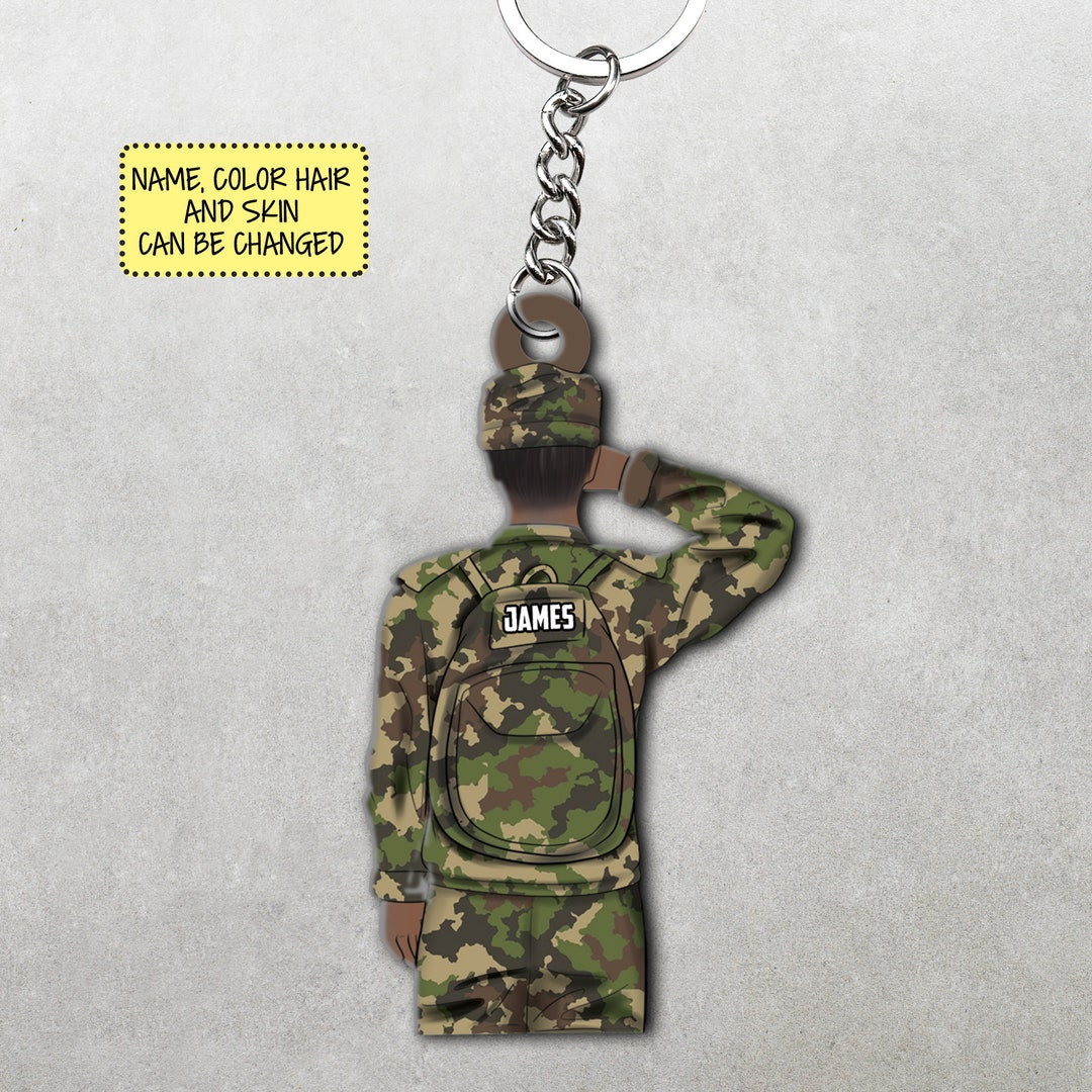Soldier Keychain Military Keychain Custom Soldier Gift Army Etsy