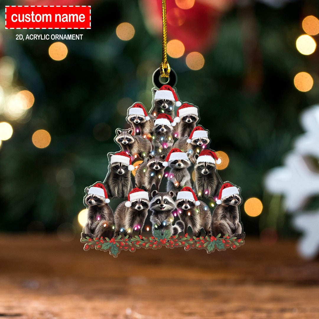 Racoon Christmas Tree Ornament, Custom Racoon Ornament, Racoon Lover