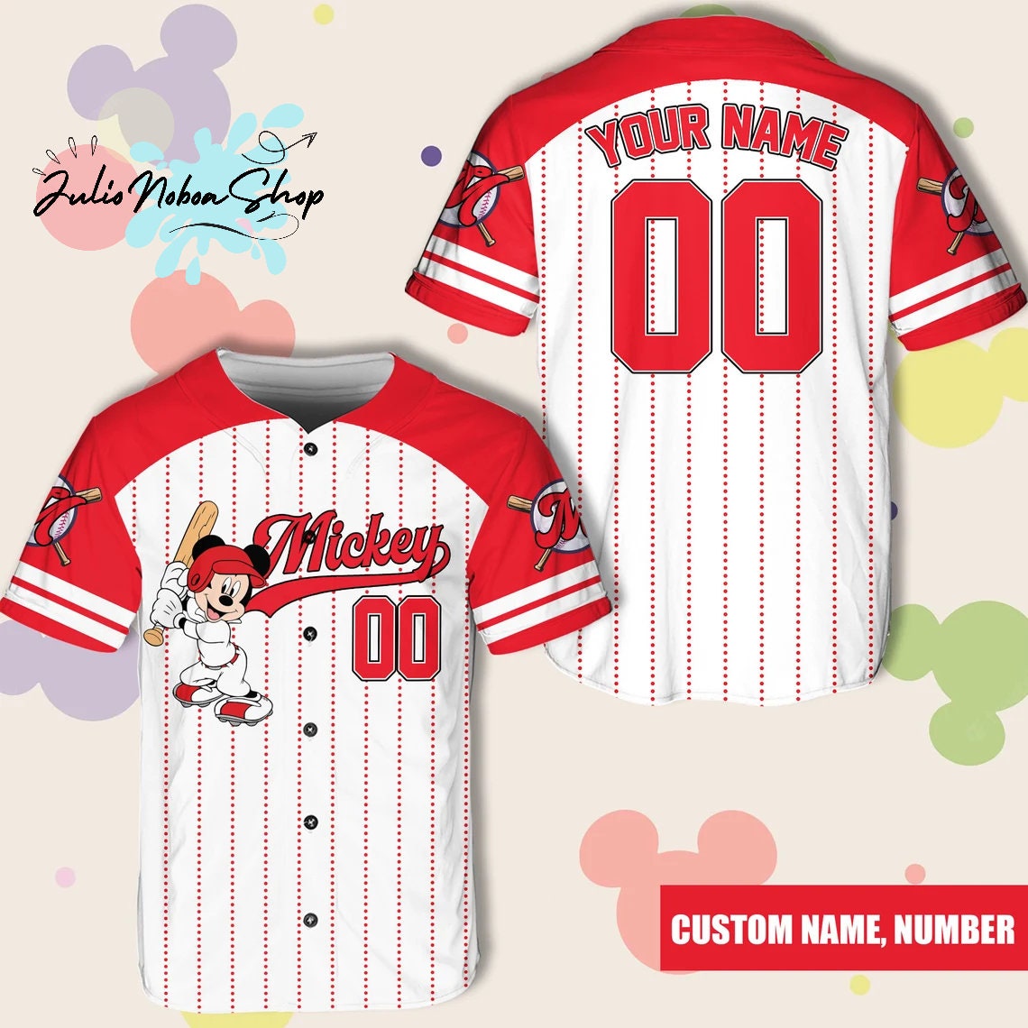 Personalized Disney Baseball Jersey, Mickey And Friends Baseball Shirts