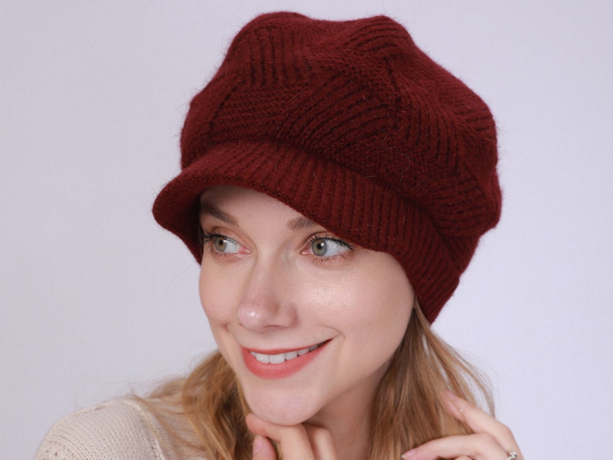 knitted peaked cap