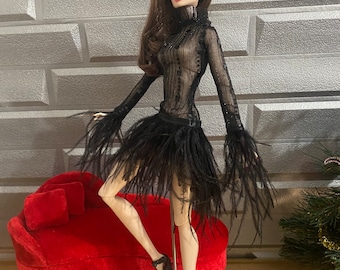 Black dress for poppy parker doll-integrity doll dress