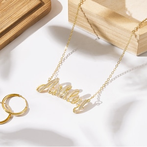 Custom Dimensional Name Necklace, Bling Nameplate Necklace, Gift for Girls,Women