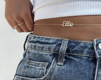 Custom Name Belly Chain, Personalized Waist Chain, Summer Body Jewelry