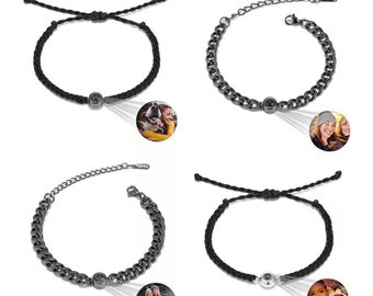 Handmade Braided Rope Picture Projection Necklace, Custom Bracelets with Picture inside, Customized Projection Bracelets with Photos