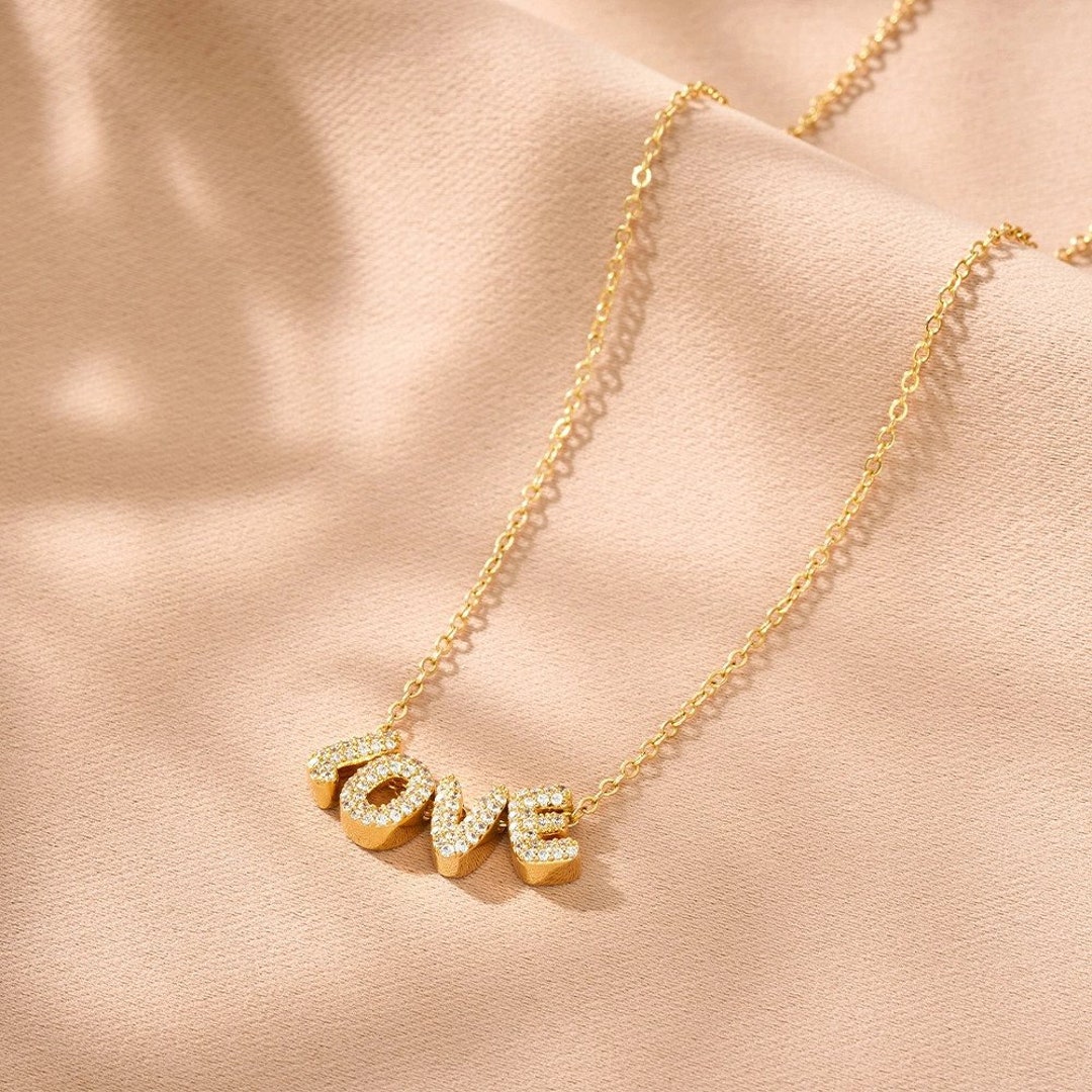 Sterling Silver Bubble Letters Necklace, Personalized Bubble Name ...