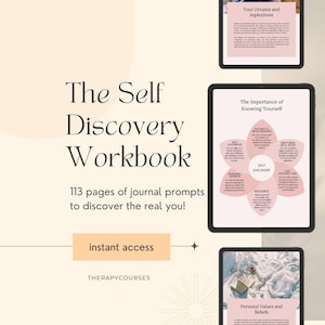 Self-Discovery Worksheets: Use Journal Prompts to Learn About You, Therapy Tool, Core Values, Goal Setting, Counselling Resources