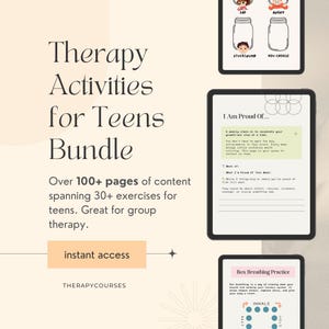 10代のためのセラピー活動ワークシート：グループと個人向けのCBT、ACT、DBTエクササイズ、セラピーツール、カウンセリングリソースのバンドル