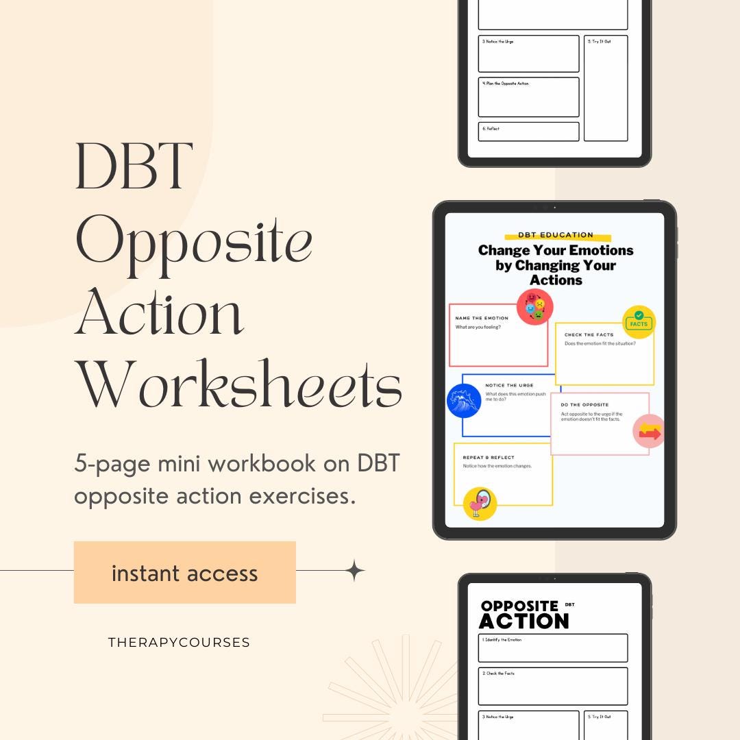 DBT Opposite Actions Worksheet - Printable PDF (adults & Teens) - Etsy