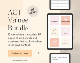 ACT Values Workbook Bundle: Core Values, Life Domains (PDF), Counselling Resources