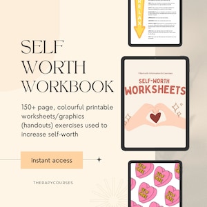 150+ Self Worth Worksheets - Self-Worth Exercises, Inner Critic Worksheets, Boundaries, Self Worth Workbook, Self Care, Self Development