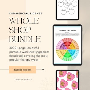 Whole Shop 4000+ Therapy Worksheets Bundle, Mental Health Resources, Therapist, Therapy Tools, Handouts, Group Worksheets, Therapy Homework