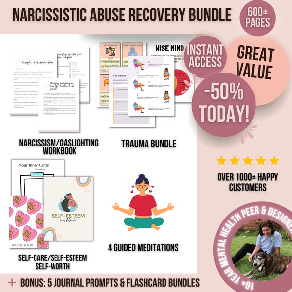 Narcissistic Abuse + Gaslighting Recovery Worksheets - Narcissist Survivor, Emotional Abuse, Narcissist Recovery Boundaries, Therapy Journal