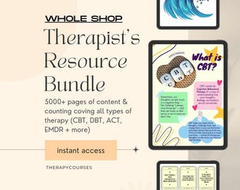 Therapy Worksheets Bundle: 5000+ Mental Health, Therapy, Counselling Resources, Psychology - cbt, act, dbt, emdr, teens, groups