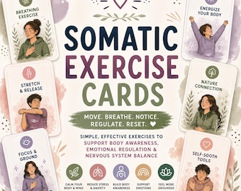 Somatic Therapy Exercise Cards - 60 Somatic Activity Flashcards (Digital Download PDF)