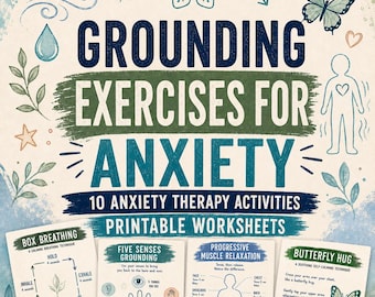 Grounding & Breathing Exercises for Anxiety: 10 Activities, Client Handouts (CBT Printable)