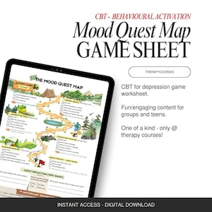 Mood Map Quest: A CBT Game, Depression Worksheet, Behavior Activation, Therapy Game, Counselling Resources Group & Teens - Therapy Handouts