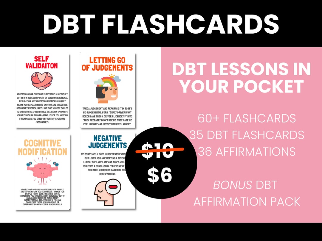 60 DBT Flashcards Coping Skills & DBT Affirmations Dbt Etsy