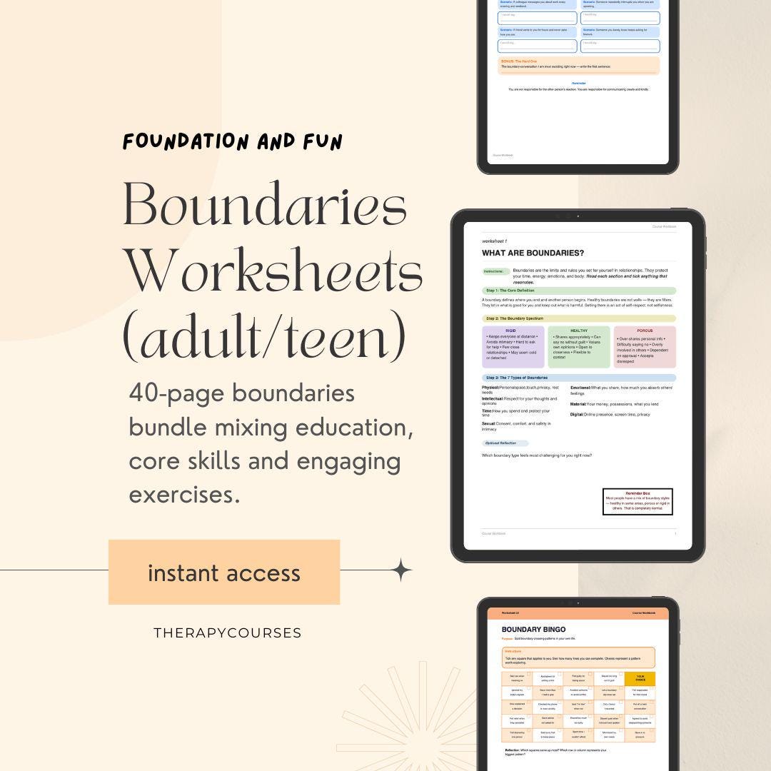 Boundaries Worksheets: Set & Maintain Healthy Boundaries, Adult ...