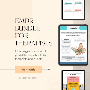 EMDR Worksheets Bundle: Therapist Scripts, History, Assessment, Window of Tolerance + Client Handout SUDS/VOCS, Tools, Counselling Resources