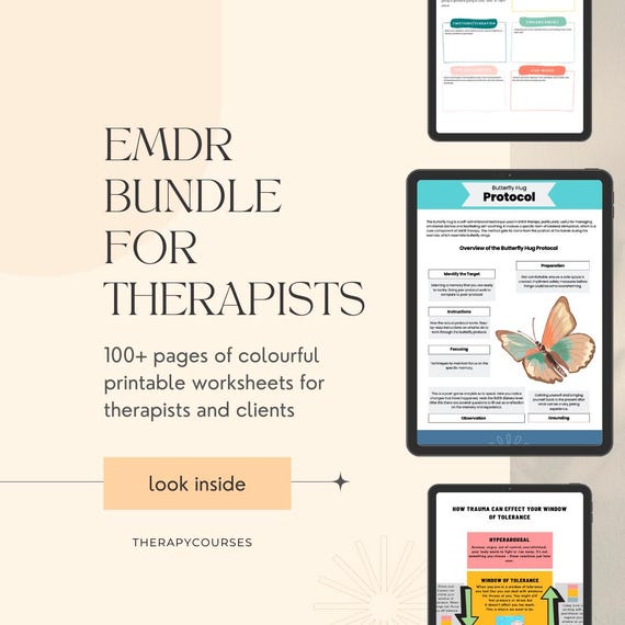 EMDR Worksheets Bundle: Therapist Scripts, History, Assessment, Window of Tolerance + Client Handout SUDS/VOCS, Tools, Counselling Resources