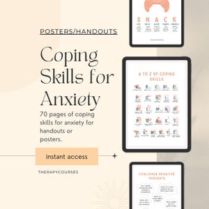 Coping Skills for Anxiety Worksheets: CBT Office Posters, Breathing + Mindfulness Therapy Tools, Psychology, Counselling Resources