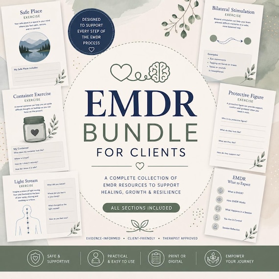 EMDR Client Handouts: Trauma Coping Skills, EMDR Resources, Safe Place Container Worksheets, Tools, Psychology, Counselling Resources