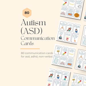 80 Communication Cards for Autism, ASD, Nonverbal - Teens & Adults, Flashcards, Therapy Tools, Counselling Resources, Handouts
