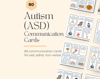 80 kommunikationskort för autism, autism, icke-verbal - tonåringar och vuxna, flashcards, terapiverktyg, rådgivningsresurser, utdelat material