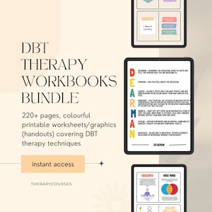 Fiches d'exercices DBT - Plus de 150 pages de techniques de compétences DBT, documents DBT, lot d'autoformation dbt, dbt pour adolescents, bpd, tolérance à la détresse