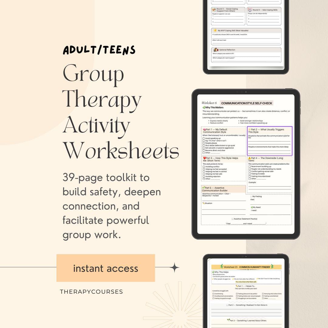 Group Therapy Activities Worksheets: Counselling Resources, Therapy ...