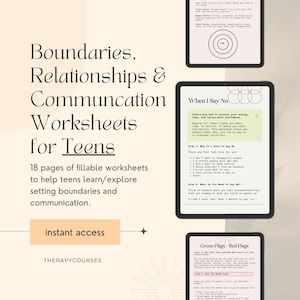 Boundaries Worksheets for Teens: Healthy Relationships & Respect (Printable PDF)