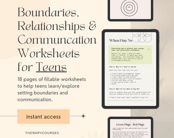 Boundaries Worksheets for Teens: Healthy Relationships & Respect, Adolescent Tools, Handouts, Exercises, Counselling Resources Psychology