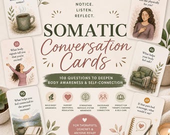 Somatic Therapy Prompt Cards: Somatic Therapy Activities, Nervous System Regulation Prompts, Psychologist Tools, Vagus Nerve Activation