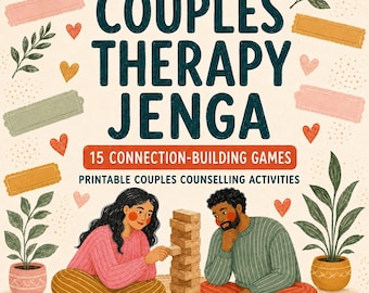 Couples Therapy Games: 15 Jenga Questions Games for Couples, Therapy games with Jenga, Therapy Tools (Printable PDF)