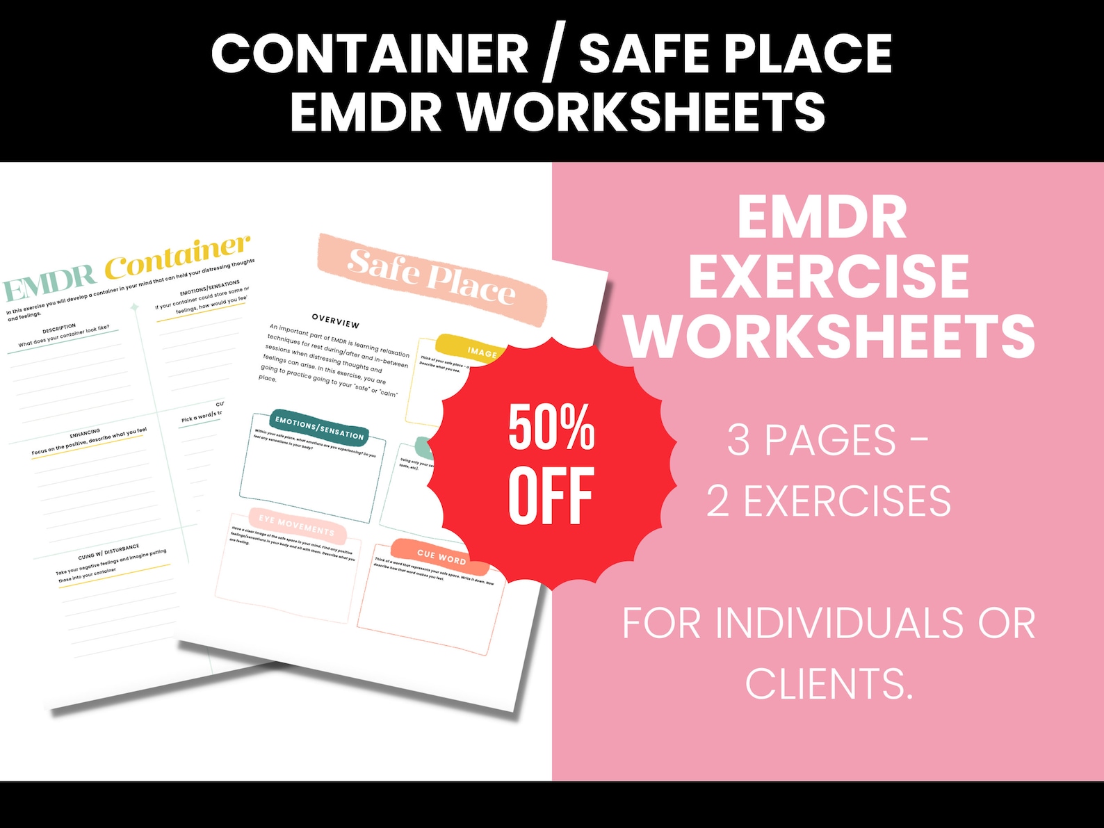 EMDR Container Exercise Worksheet EMDR Safe Place Exercise Worksheet