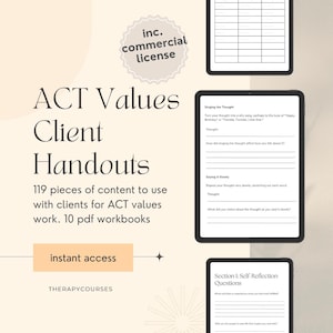 Hand-outs ACT Client (Waardeneditie) - Hand-outs voor therapeuten pdf, kernwaarden, waardenlijst pdf, verduidelijking waarden, therapiehulpmiddelen