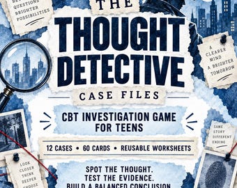 CBT Game for Teenagers Adolescents: The Thought Detective, Group Therapy Game, Challenge Thinking, Therapist Resources, Counseling Tool