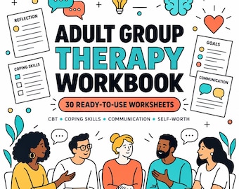 Adult Group Therapy Worksheets: 30 Group Agreement, CBT Work & Boundaries, Trauma Supports Therapist Ready (Printable PDF)