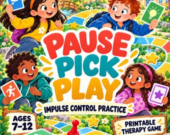 Pause Pick Play: Impulse Control Game for Kids, ADHD, Neurodivergent, Coping Skills Cards, Emotional Regulation, Therapist Resource