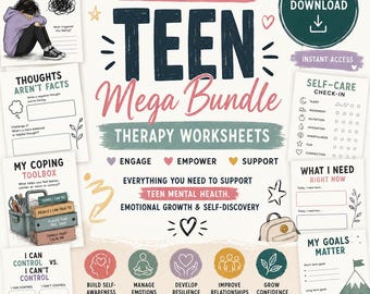 Teen Therapy Worksheets Mega Bundle: Exercises, Handouts, Games, Activities, Groups, cbt, dbt, act, Boundaries, Anger, Counselling Resources