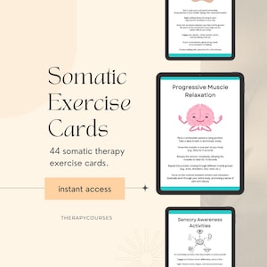44 Somatic Exercise Cards: Handout Flashcards for Somatic Therapy, Therapy Tools, Counselling Resources