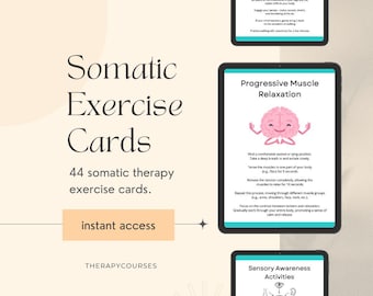 44 Somatic Exercise Cards: Handout Flashcards for Somatic Therapy, Therapy Tools, Counselling Resources