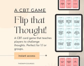 Flip That Thought! CBT Therapy Game, Therapy Tool (1:1, Groups, Teens, Adolescent) Group Activity, Exercise Counselling Resources Psychology